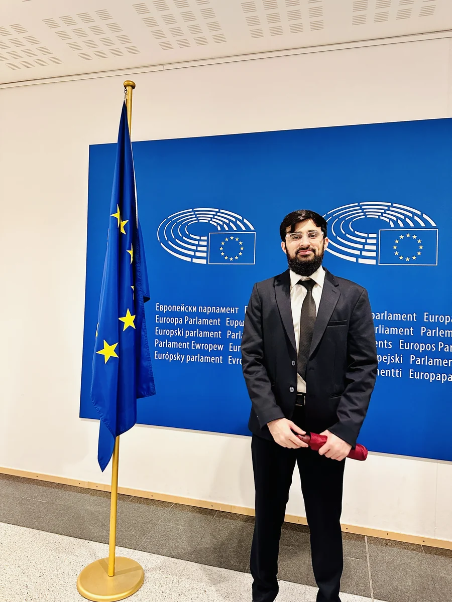Inam Khan at the European Parliament media wall