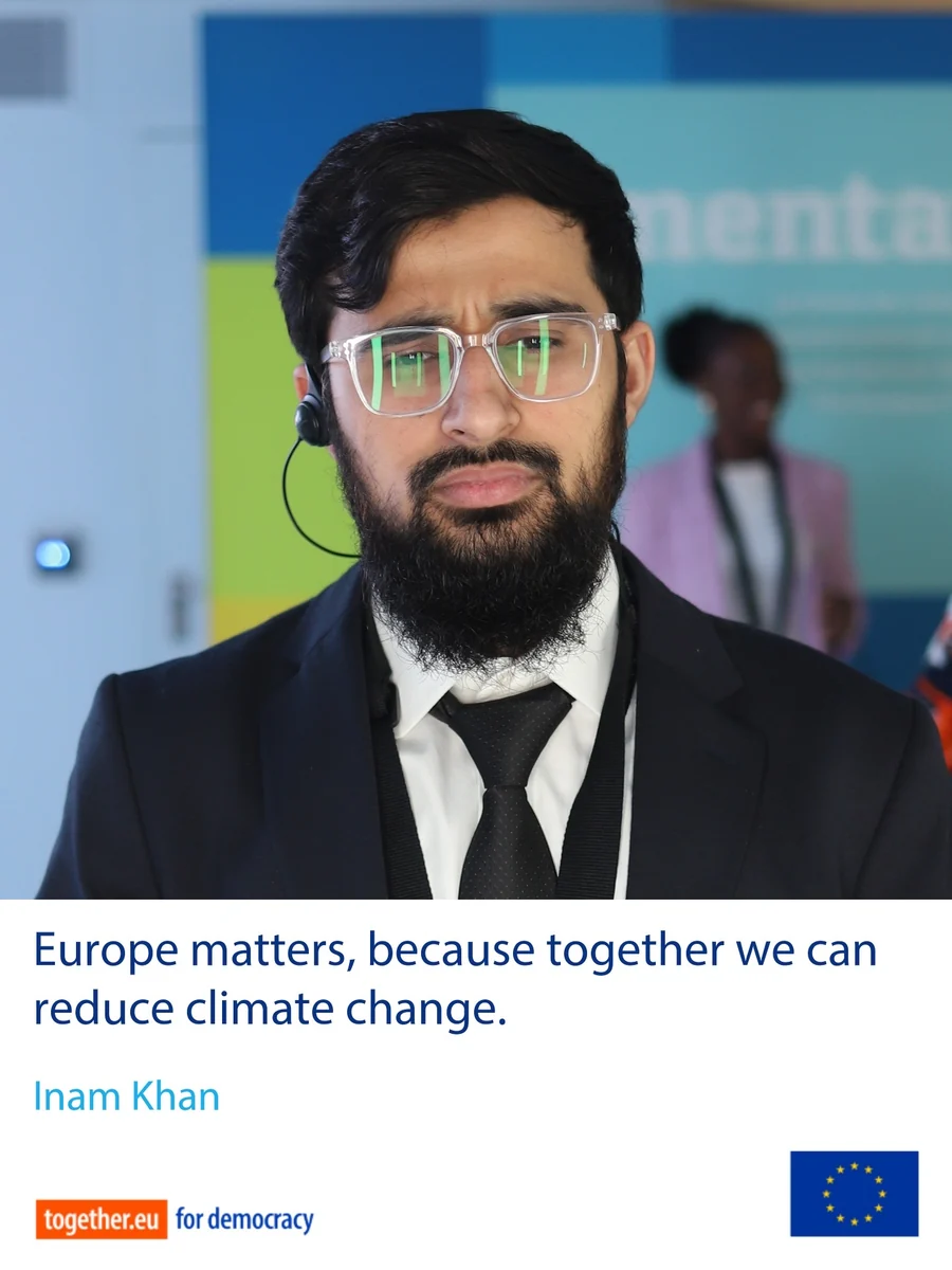 Inam Khan at a European youth and democracy event